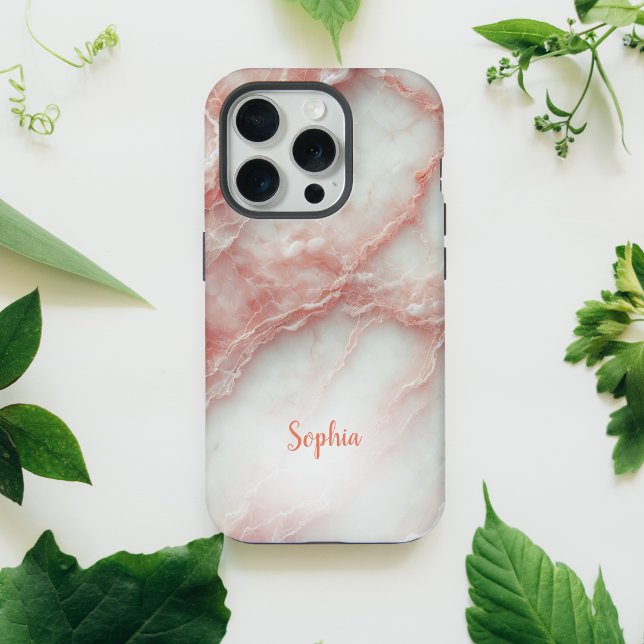Personalisierter iPhone Case mit Rosa-Marble iPhone 15 Pro Hülle (Von Creator hochgeladen)