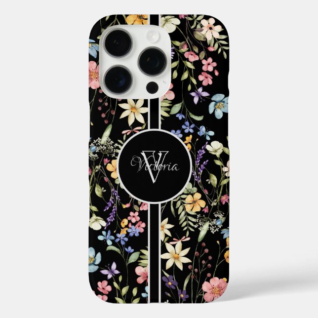 Personalisierter iPhone-Fall mit zartem Blumenmust iPhone 16 Pro Hülle (Rückseite)
