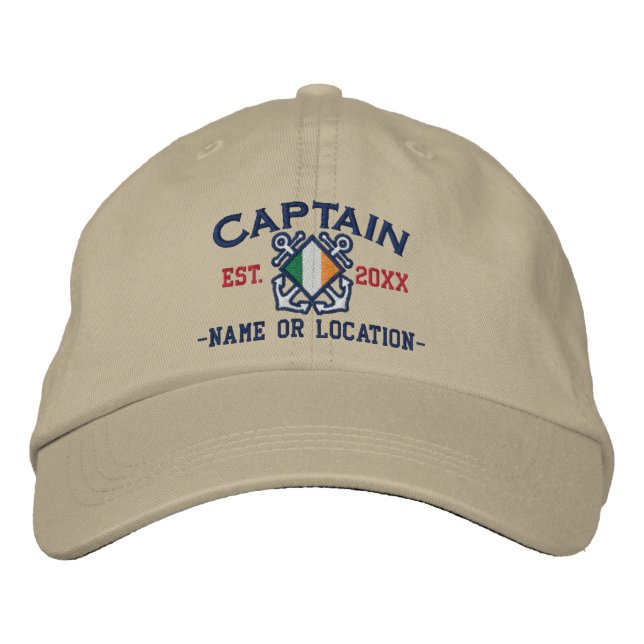 Personalisierter irischer Kapitän Nautical Bestickte Kappe (Vorderseite)