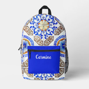Personalisierter italienischer blauer Mosaik Bedruckter Rucksack