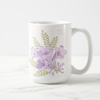 Personalisierter Jacaranda-Blüten-Anfangsbuchstabe Kaffeetasse