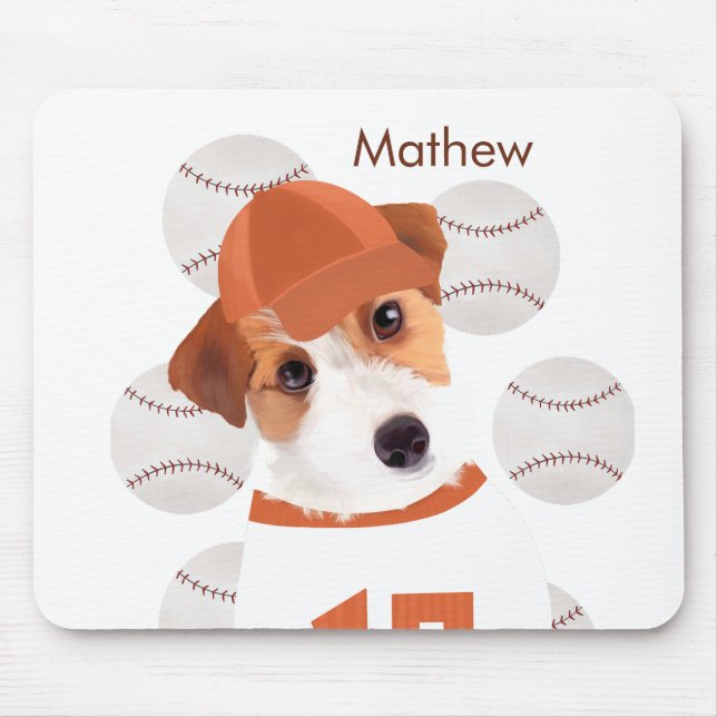 Personalisierter Jack Russell Dog Baseball Jersey Mousepad (Vorne)