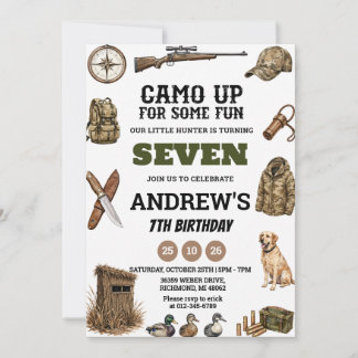 Personalisierter Jagd-Geburtstag Camo auf zu einig Einladung