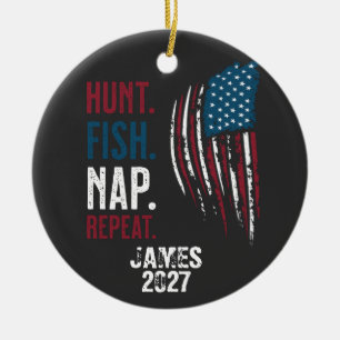 Personalisierter Jagdfisch Outdoorsman Keramik Ornament
