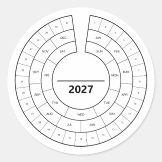 Personalisierter Jahresdatum-Tracker-Kalender Runder Aufkleber