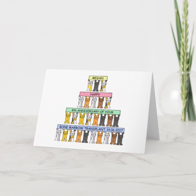 Personalisierter Jahrestag der Knochenmarktranspla Karte (Vorderseite)