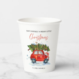 Personalisierter Jahrgang Weihnachten - Rotes Auto Pappbecher