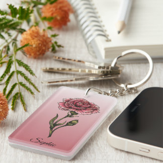 Personalisierter Januar Geburtsstunde Blume Carnat Schlüsselanhänger