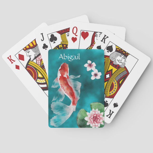 Personalisierter japanischer Koi-Fisch, Kirschblüt Spielkarten (Rückseite)