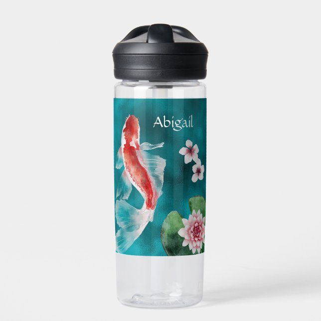 Personalisierter japanischer Koi-Fisch, Kirschblüt Trinkflasche (Vorderseite)