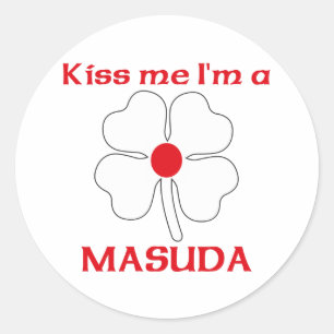 Personalisierter Japanischer Kuss Ich bin Masuda Runder Aufkleber