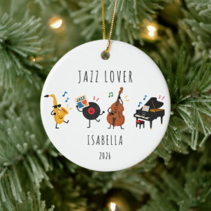 Personalisierter Jazz-Liebhaber-Weihnachtsbaumschm Keramik Ornament
