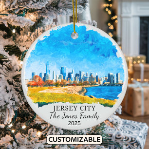 Personalisierter Jersey City-Schmuck, Bundesstaat  Keramik Ornament