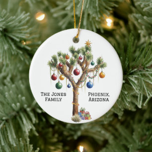 Personalisierter Joshua-Baum, dekoriert für Weihna Keramik Ornament