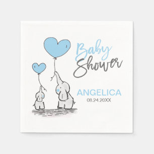 Personalisierter JUNGE blaue Elefant-Mama-u. Serviette