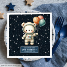 Personalisierter Junge Napkins mit dem Space Teddy