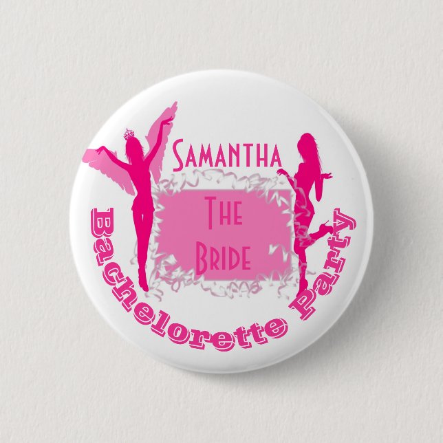 Personalisierter Junggeselinnen-Abschied Button (Vorderseite)