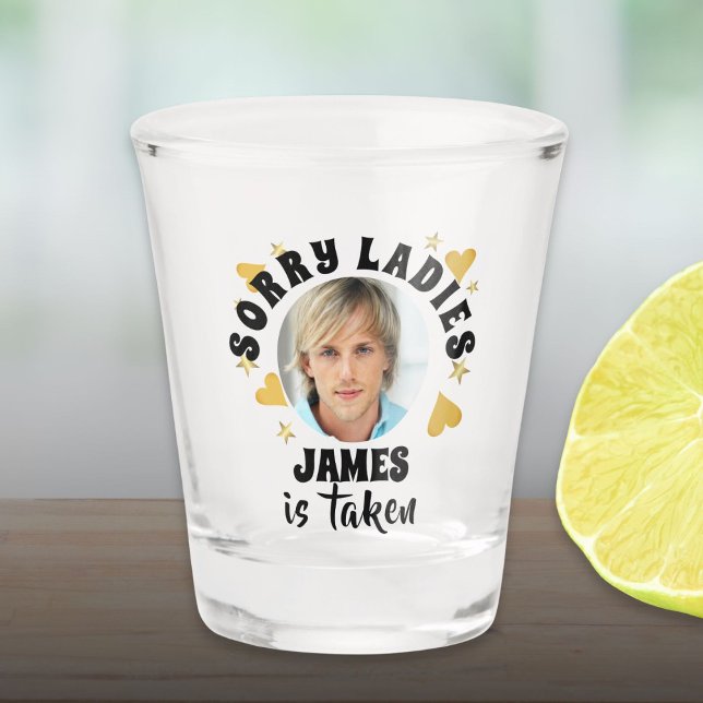 Personalisierter Junggeselinnen-Abschied Grooms Ge Schnapsglas (Personalized Bachelorette Party Grooms Face Photo Shot Glass)