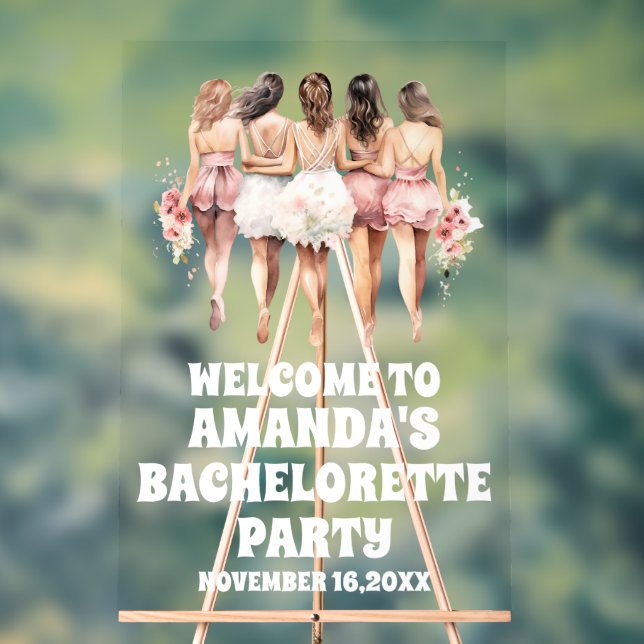 Personalisierter Junggeselinnen-Abschied Willkomme Acrylschild (Neutral)