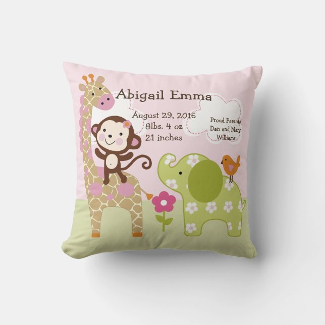 Personalisierter Jungle Girl Kissen Keepake (Vorderseite)
