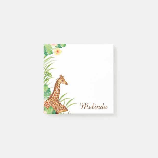 Personalisierter Jungle Safari Giraffe Post-it Klebezettel (Vorderseite)