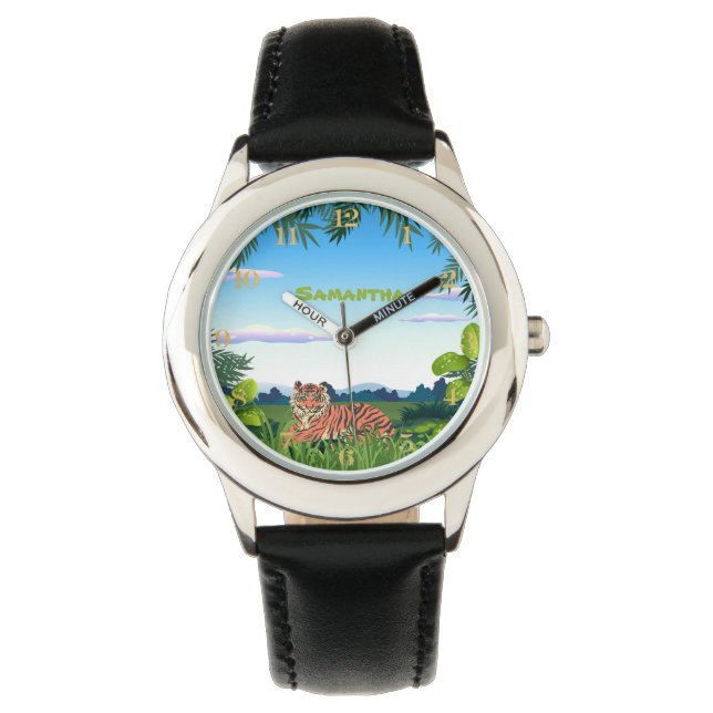 Personalisierter Jungle Tiger Armbanduhr (Vorderseite)