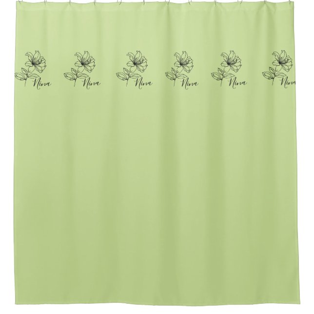 Personalisierter Juni Honeysuckle Birth Blume Gesc Duschvorhang (Vorderseite)