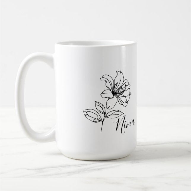 Personalisierter Juni Honeysuckle Birth Blume Gesc Kaffeetasse (Links)