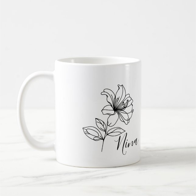Personalisierter Juni Honeysuckle Birth Blume Gesc Kaffeetasse (Links)