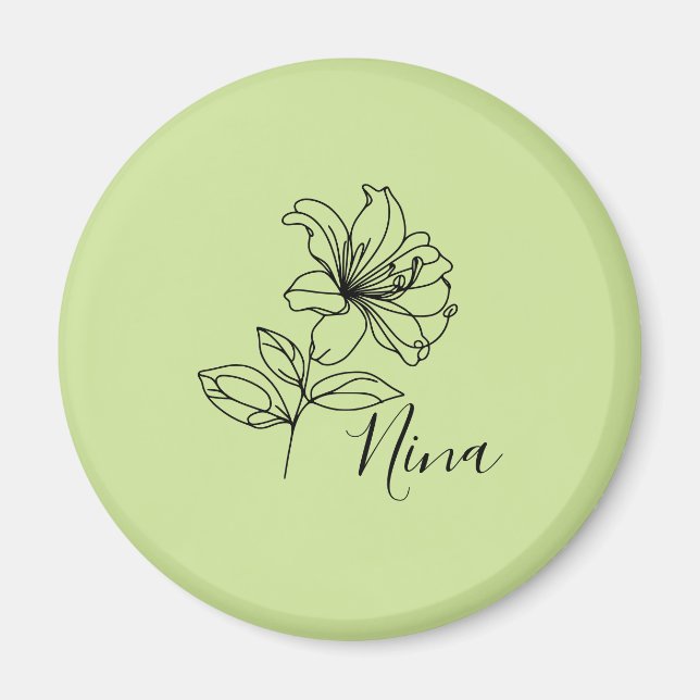 Personalisierter Juni Honeysuckle Birth Blume Gesc Magnet (Vorne)