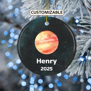 Personalisierter Jupiter-Ornament, Sonnensystem Keramik Ornament