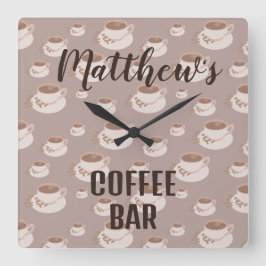 Personalisierter Kaffee-Bar-Bahnhof Quadratische Wanduhr