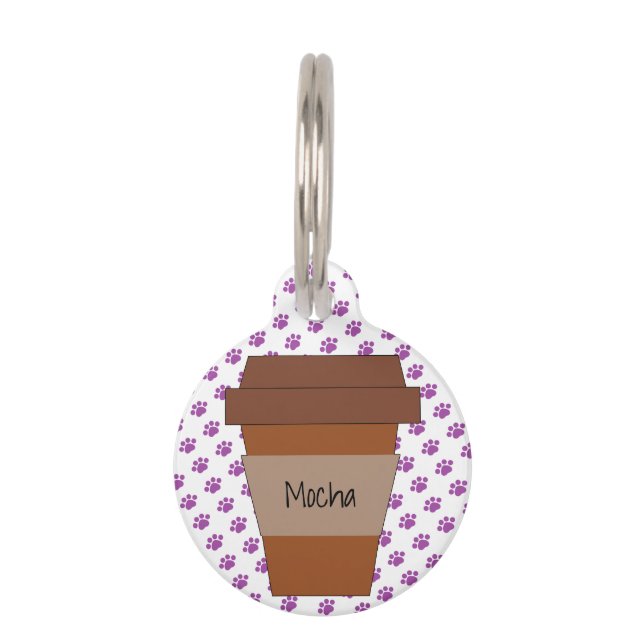 Personalisierter Kaffee-Cup auf Lila Paw-Prinzen Haustiermarke (Vorderseite)