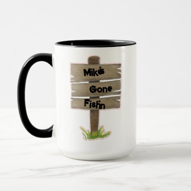 personalisierter Kaffee "Gone Fish'n" Tasse (Links)