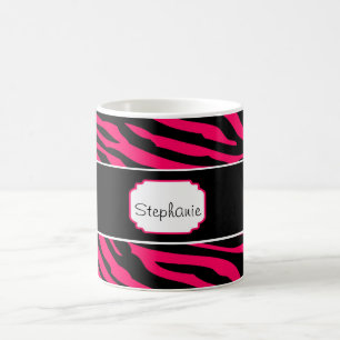 Personalisierter Kaffee in Rosa und Schwarz Zebra Kaffeetasse