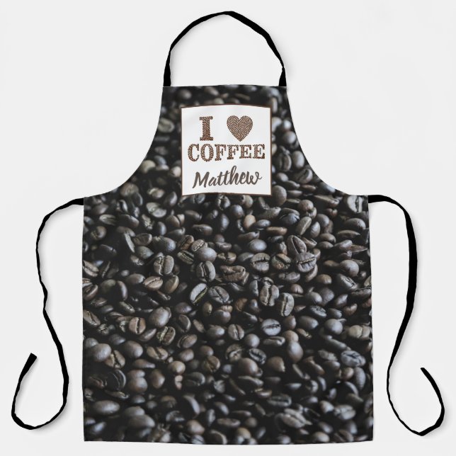 Personalisierter Kaffee Lover Küche Schürze Bohnen (Vorderseite)