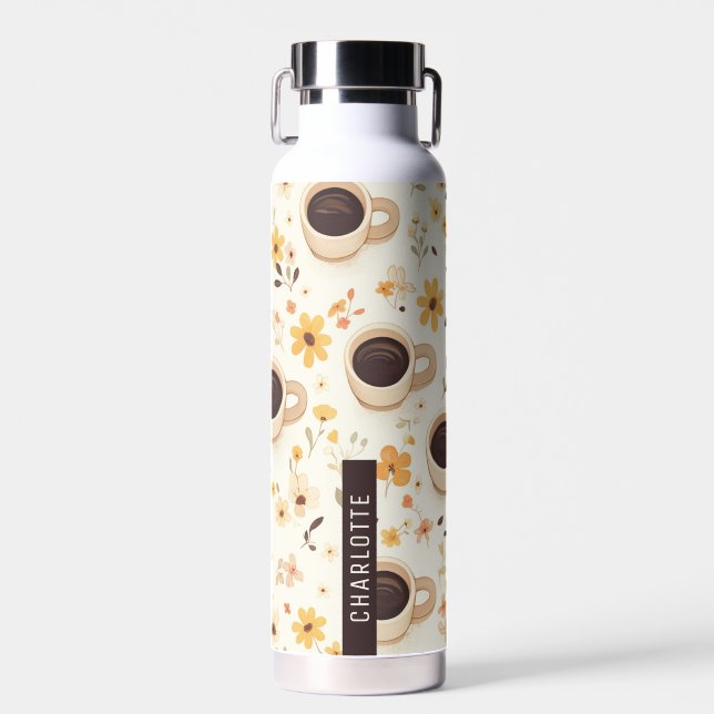 Personalisierter Kaffee und Blumenwasser Trinkflasche (Vorne)