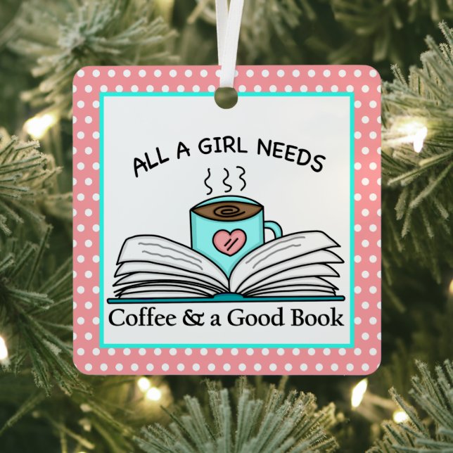 Personalisierter Kaffee und gutes Buch Ornament Aus Metall (InSitu)