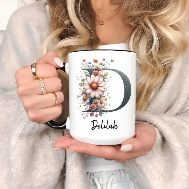 Personalisierter Kaffeebecher mit Geburtsblume als Tasse (wildflower mug, custom initial mug, personalized mom mug, mother’s day mug, grandma gift mug,)