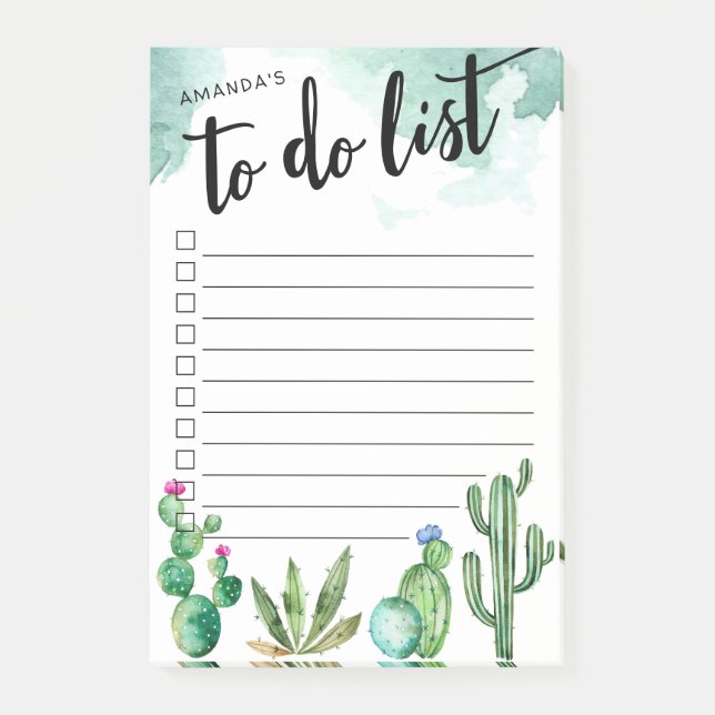Personalisierter Kaktus-Garten Post-it Klebezettel (Vorderseite)