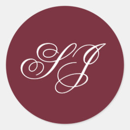 Personalisierter Kalligrafie-Monogramm-Hochzeit Runder Aufkleber
