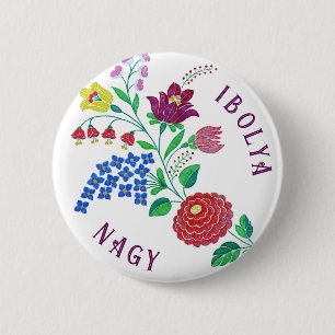 Personalisierter Kalocsai-Blume Button