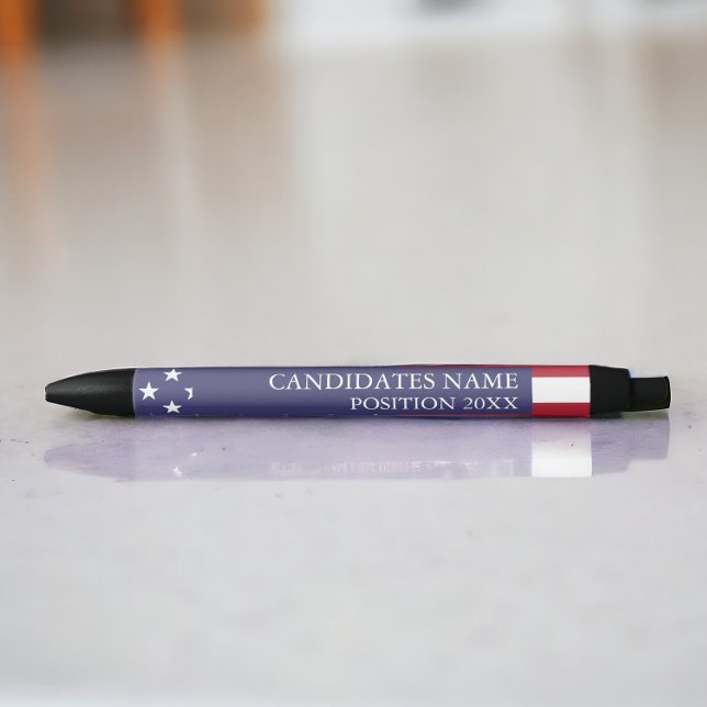 Personalisierter Kandidat für die Wahl Kugelschreiber (Candidate for election personalized black ink pens from Ricaso. American election merchandise )