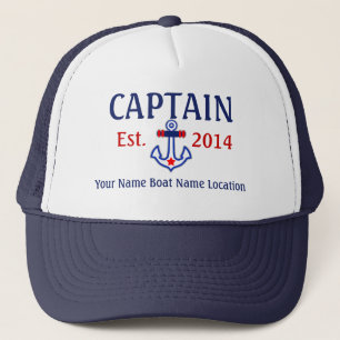 Personalisierter Kapitän Hat Year Name Location Truckerkappe
