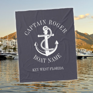Personalisierter Kapitän Nautical Anker Boot Name Fleecedecke
