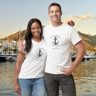 Personalisierter Kapitän Nautical Anker Boot Name T-Shirt