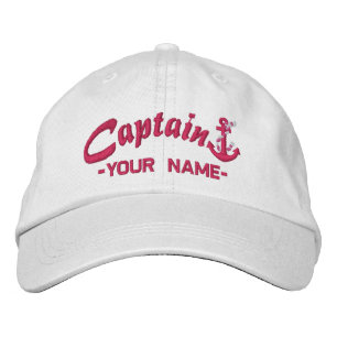 Personalisierter Kapitän Rope Anchor Name Fuchsia Bestickte Kappe