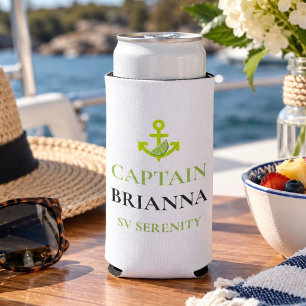 Personalisierter Kapitänsname & Bootsname Nautical Selters Dosenkühler