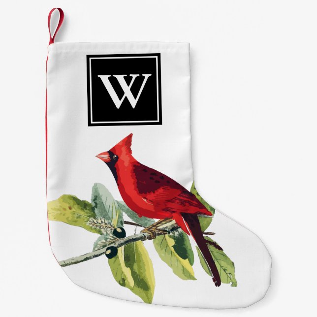 Personalisierter Kardinal Roter Mann Kleiner Weihnachtsstrumpf (Vorderseite)