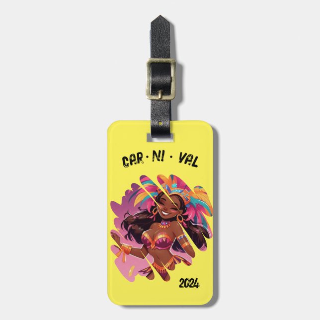 Personalisierter karibischer Karneval Gepäckanhänger (Vorderseite vertikal)